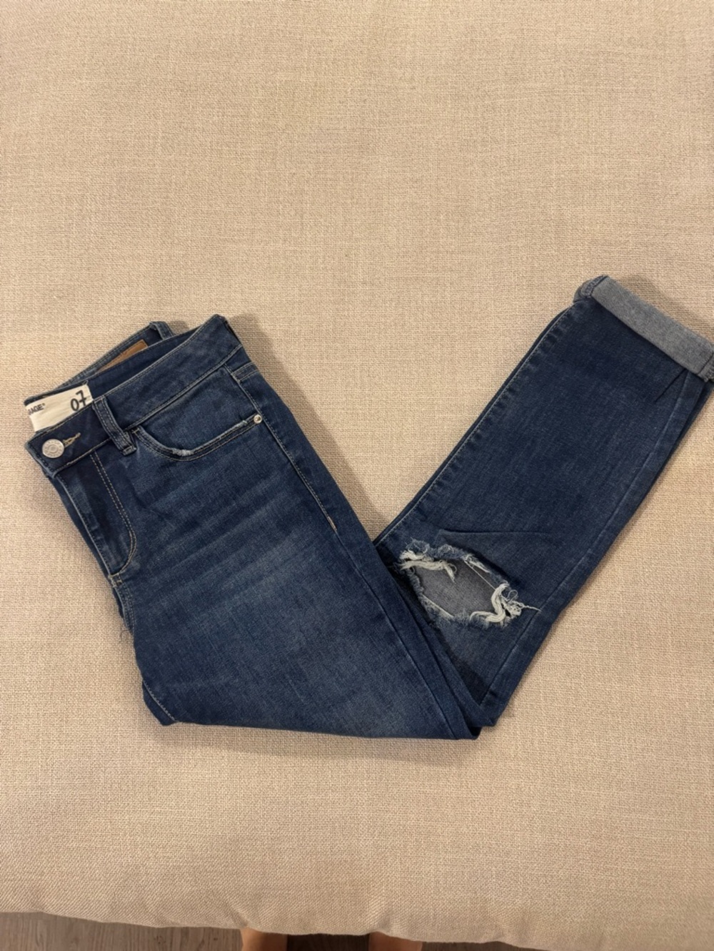 Garage Women's Dark Indigo Ripped Skinny Jeans